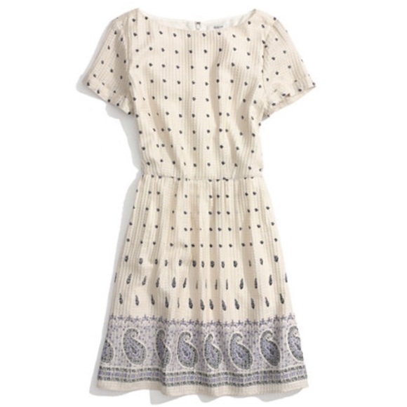 Madewell Silk Nomad Paisley Dress in Cream and Blue - Picture 3 of 12